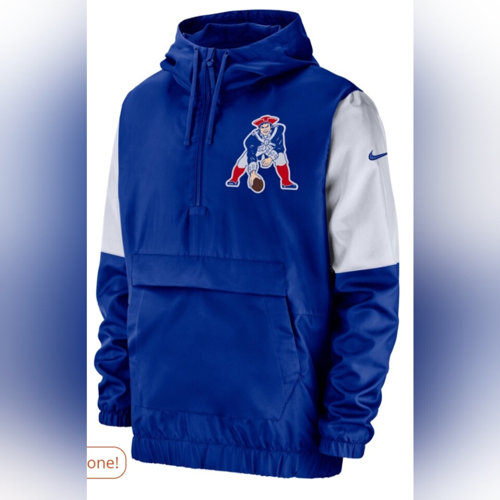 Men's Nike NFL Royal New England Patriots  Historic Anorak Quarter-Zip jacket L